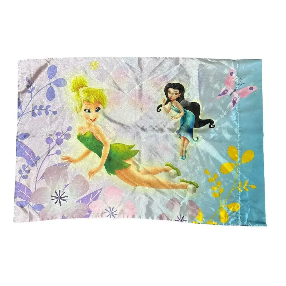 Disney Tinkerbell Fairies Toddler Bed Set Comforter Pillow Case Silky Cool Y2K